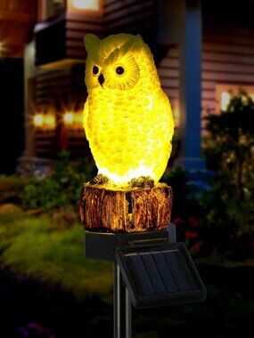 Solar Owl Decorative Garden Stake Lighting Waterproof Cute Animal Outdoor Figure
